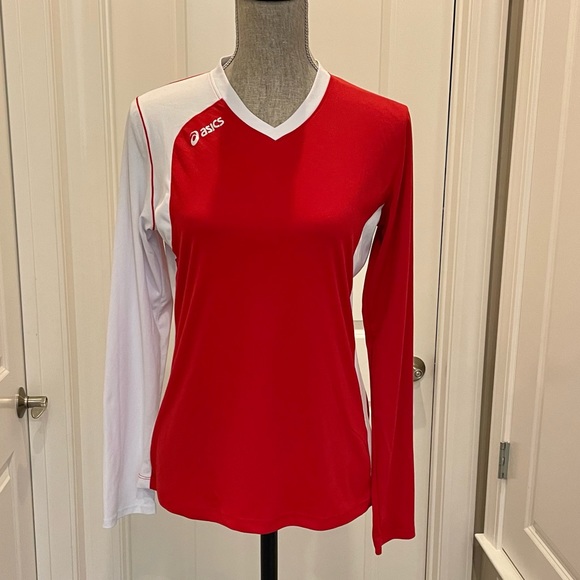 Asics Tops - ASICS Ladies’ Red & White Long Sleeve Activewear Dri Fit Top Size Medium